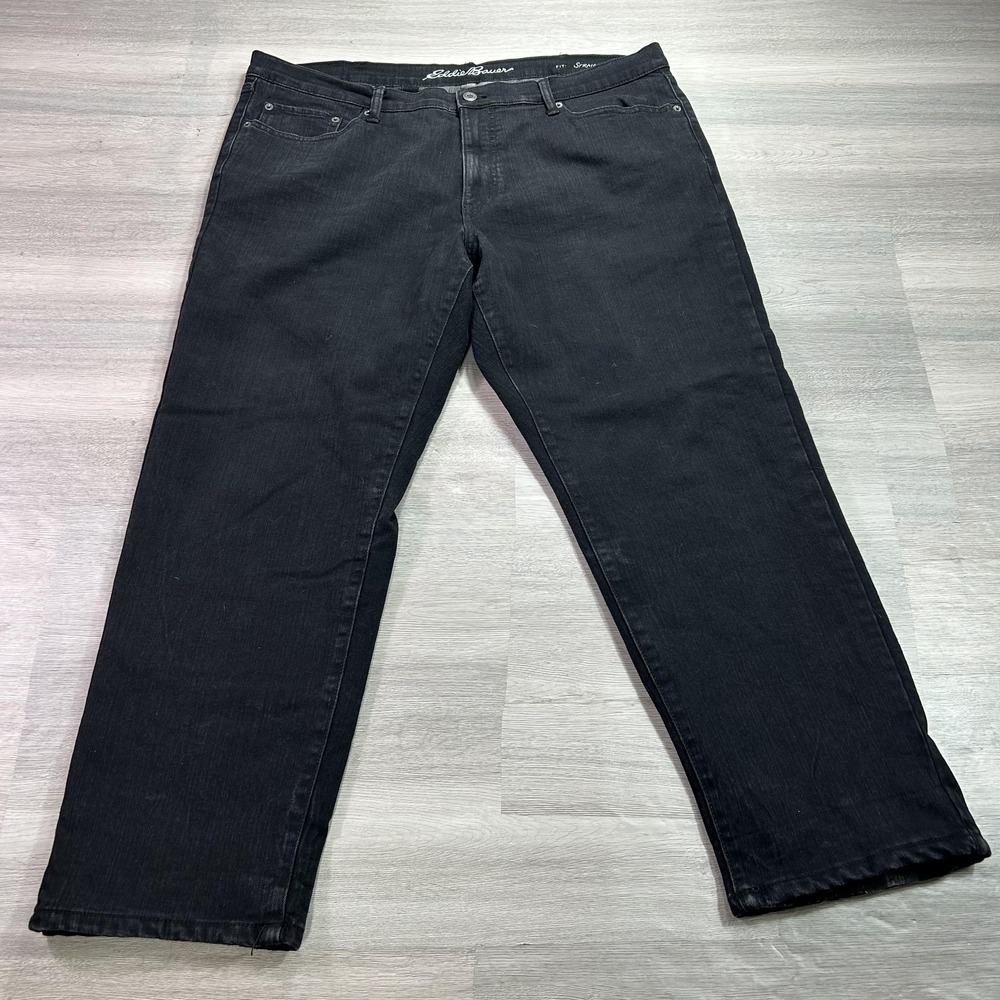 Eddie Bauer Jeans Mens 40x30 Black Straight Flannel Lined Stretch Denim Pants